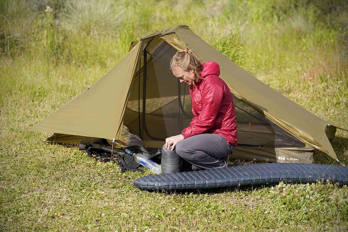 Rab Xenon synthetic jacket (setting up tent)